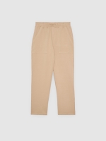 %Pto% Jogger fleece pockets beige front view