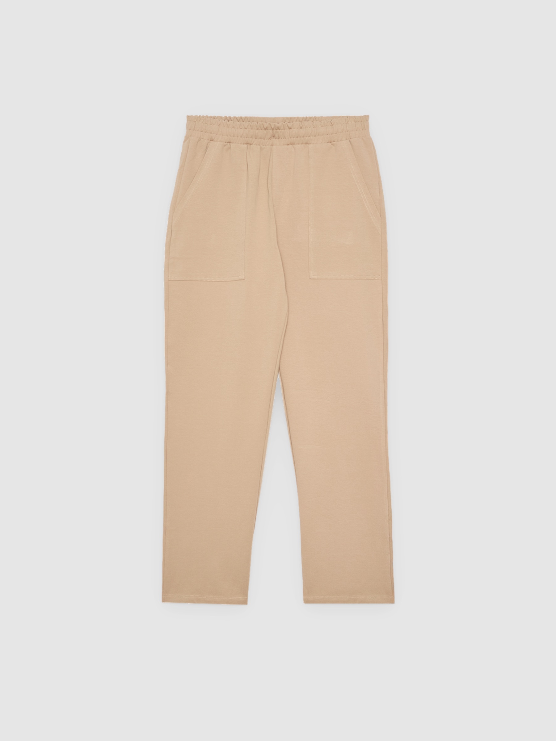  Jogger felpa bolsos bege vista frontal