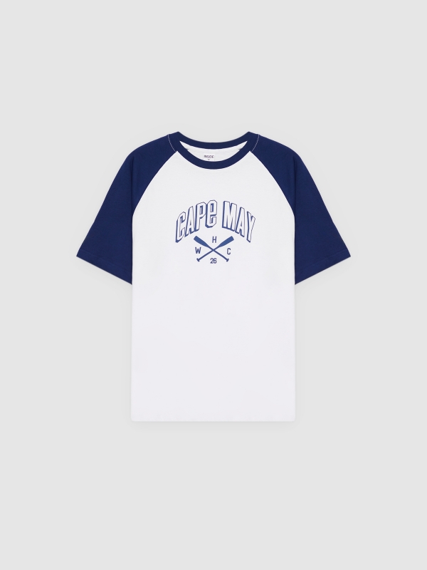  Camiseta Cape May Manga Ranglán blanco vista frontal