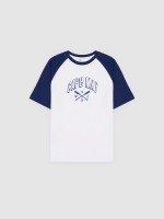 %Pto% Camiseta Cape May Manga Raglã branco vista frontal