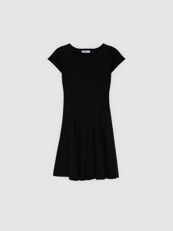  Vestido mini rodado preto vista frontal
