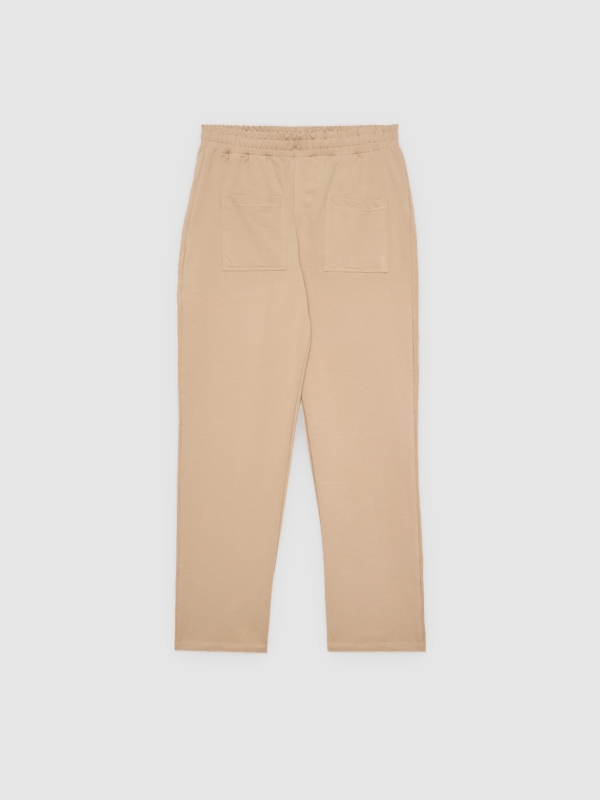 Jogger felpa bolsillos beige vista trasera
