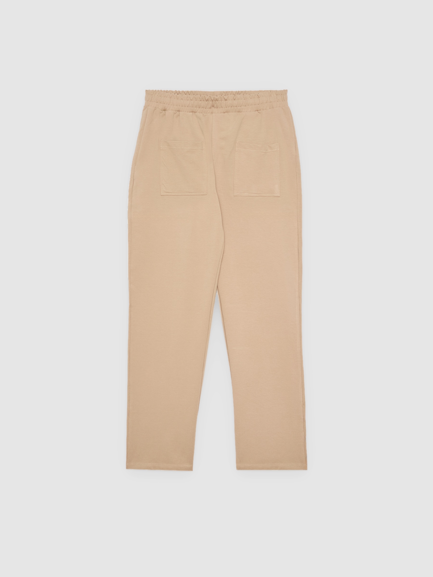  Jogger fleece pockets beige front view