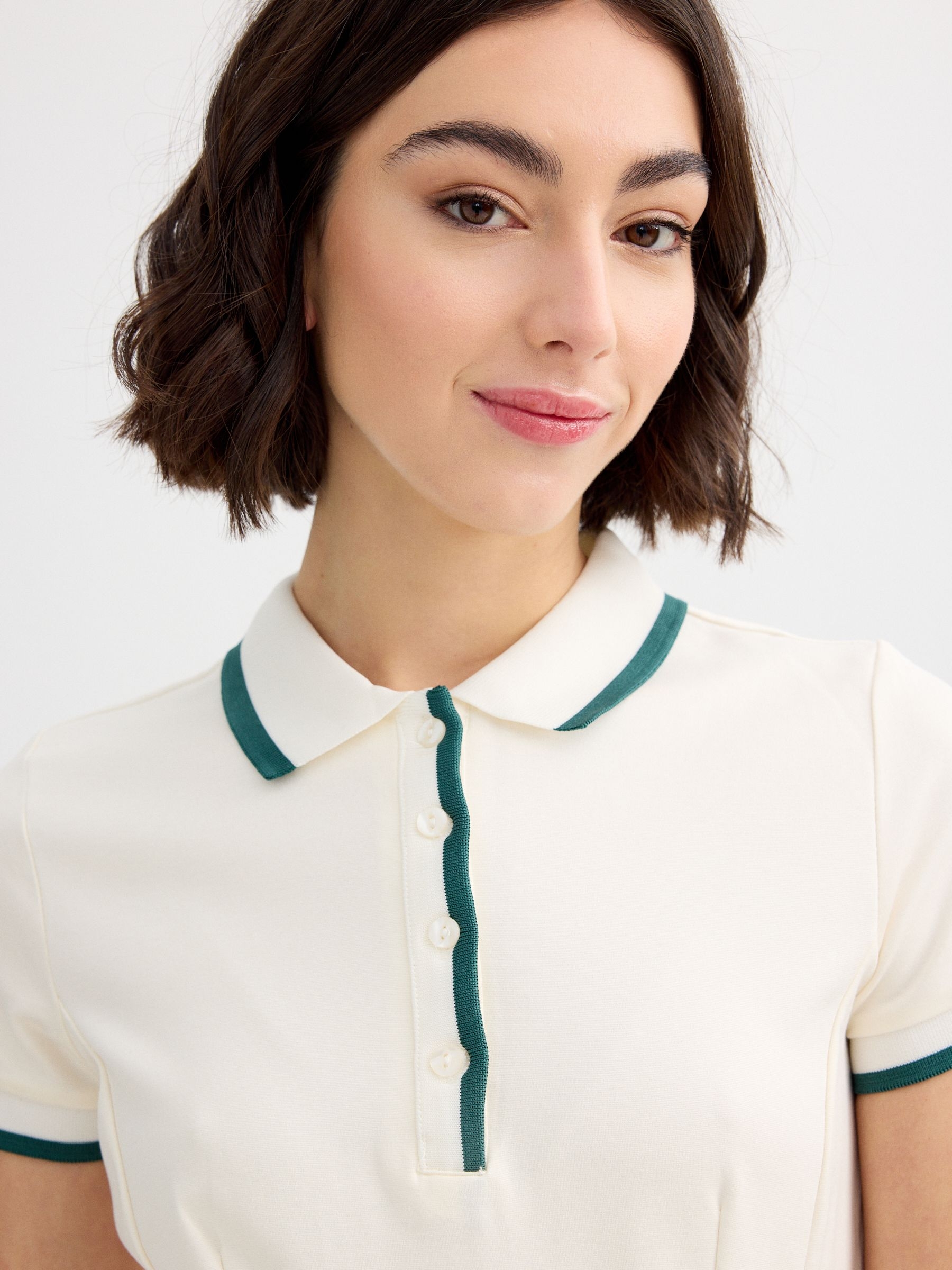 Mini polo dress off white middle front view