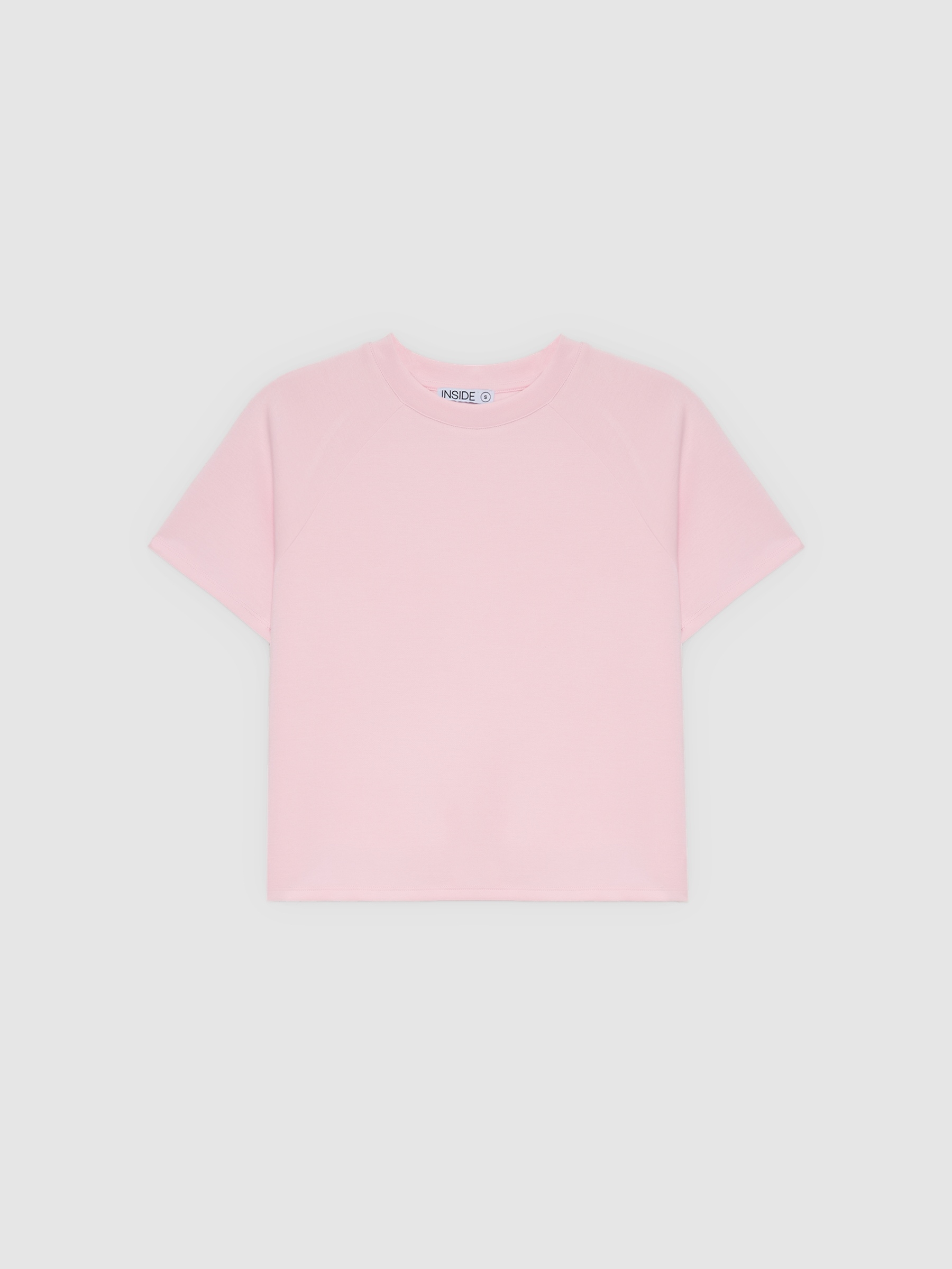 Camiseta modal rosa claro vista media frontal