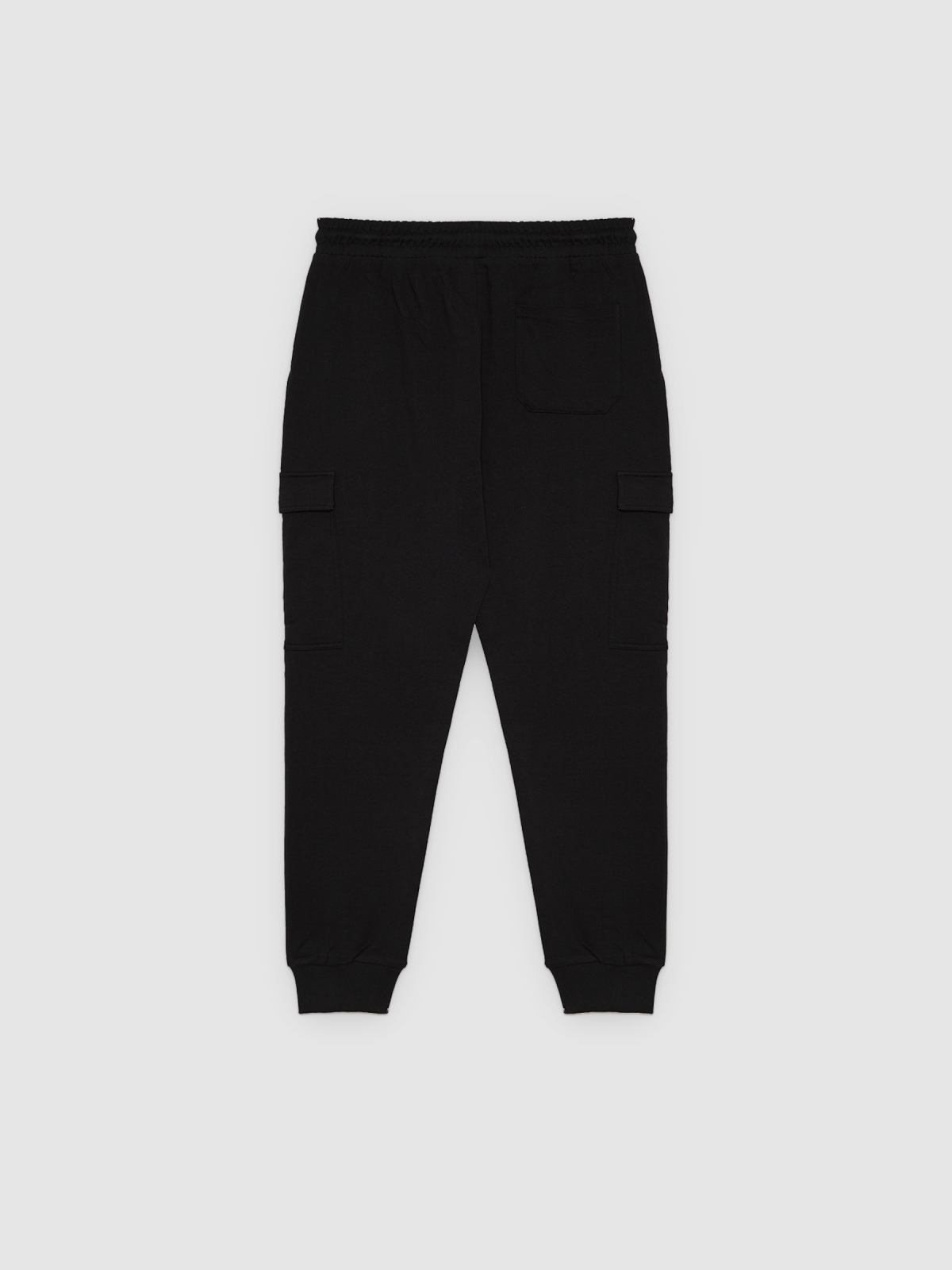 Jogger fleece with cargo pockets black back view