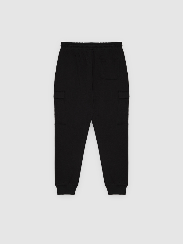 Jogger fleece with cargo pockets black back view