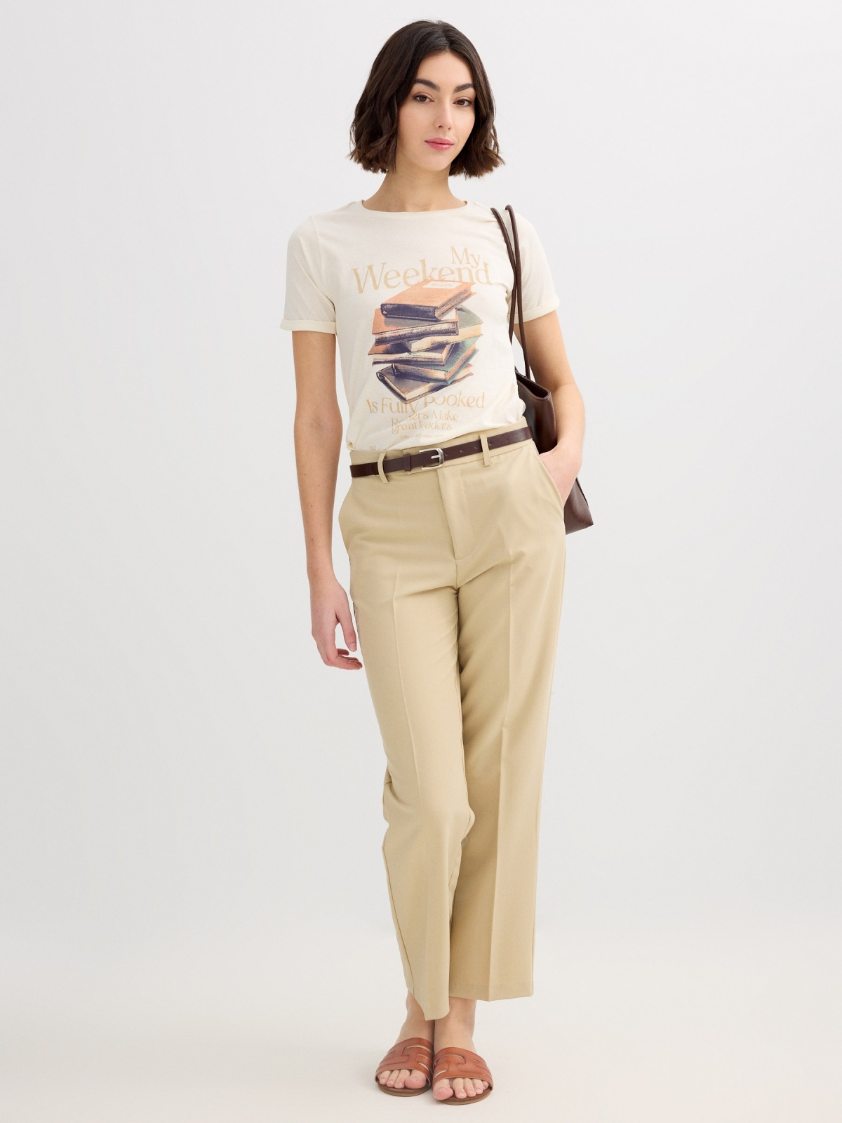 Fully Booked T-shirt off white front view