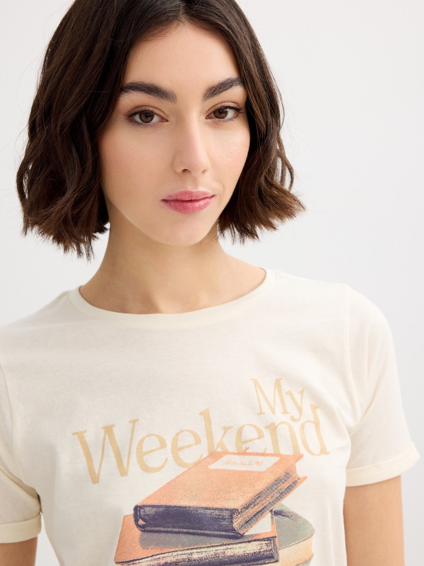 Fully Booked T-shirt off white detail view