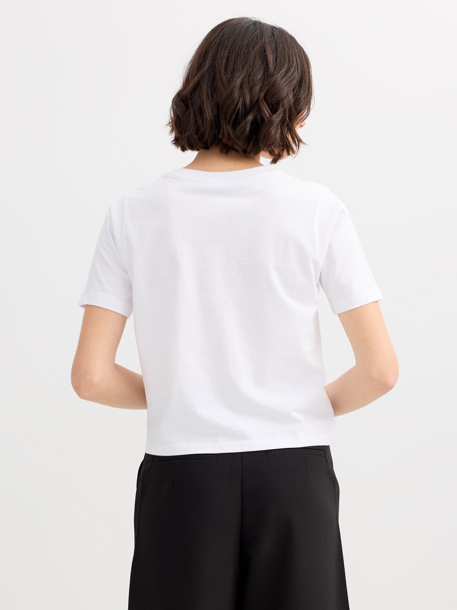 Camiseta glam algodón blanco vista media frontal