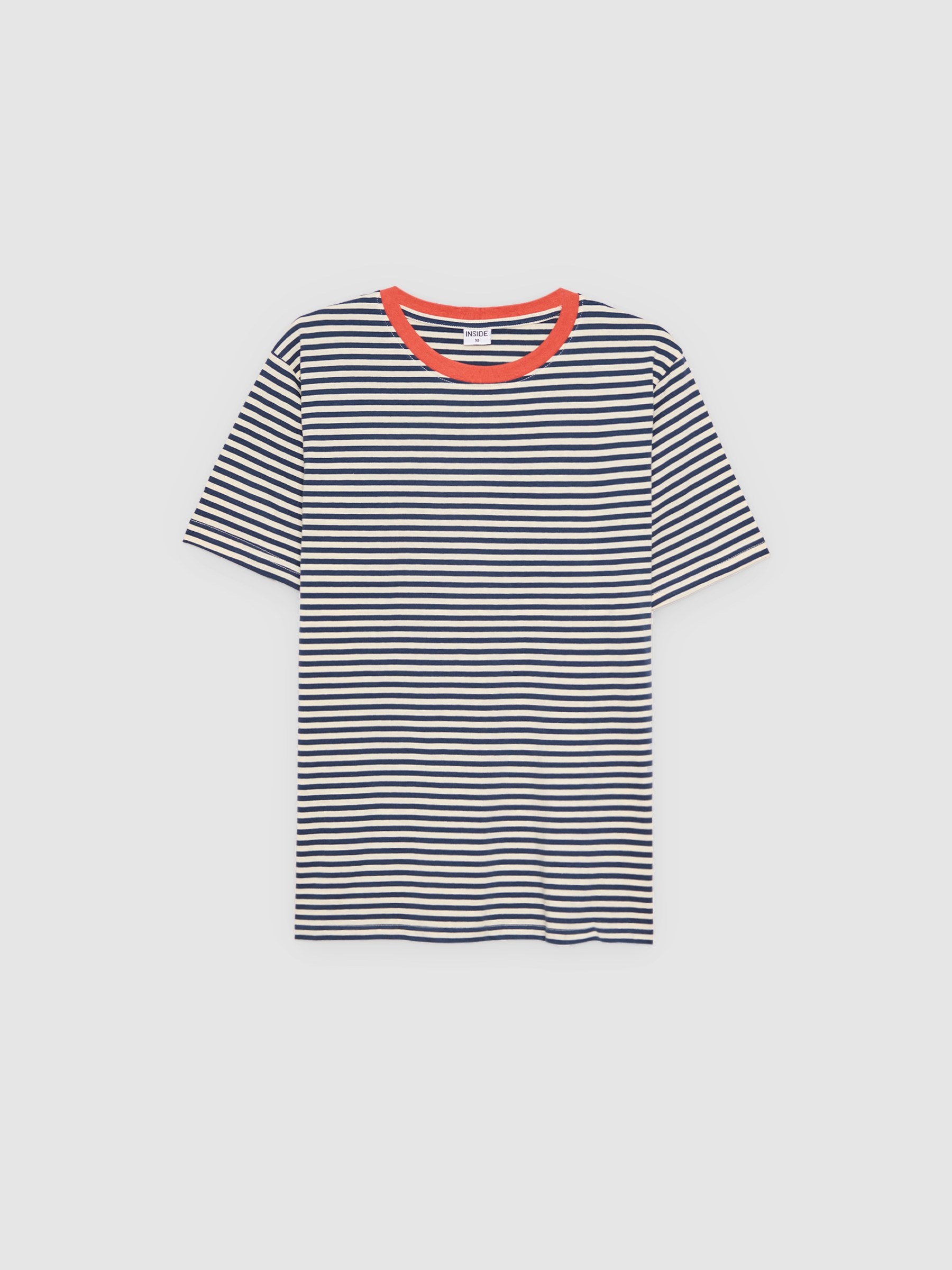 %Pto% Camiseta listrada casual azul petróleo vista frontal