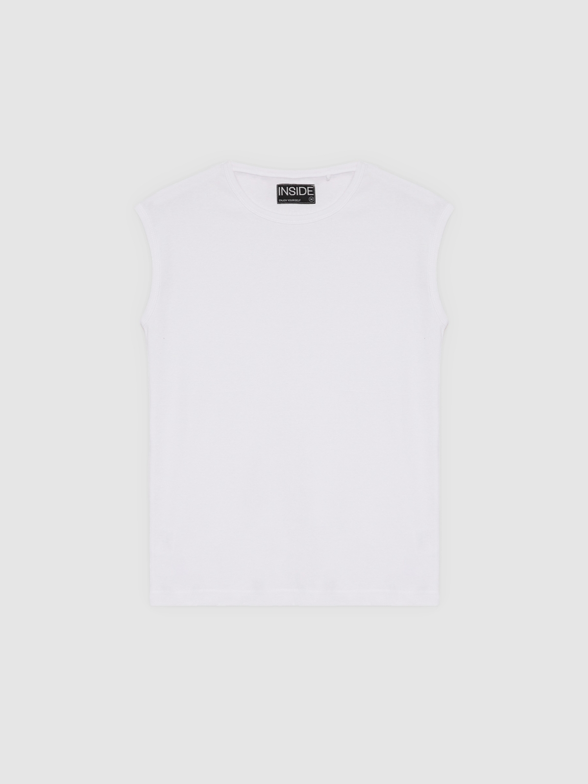 %Pto% Camiseta básica sem mangas branco vista frontal