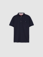 %Pto% Mao collar polo pocket navy front view