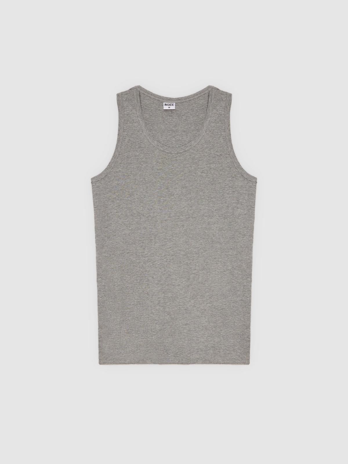 %Pto% Camiseta tirantes canalé básica gris vista frontal
