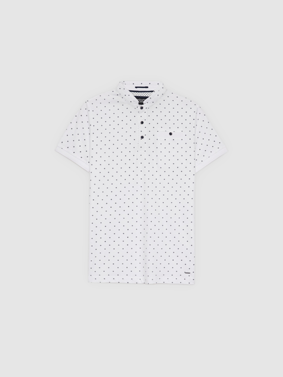 %Pto% Mao collar polo pocket white front view