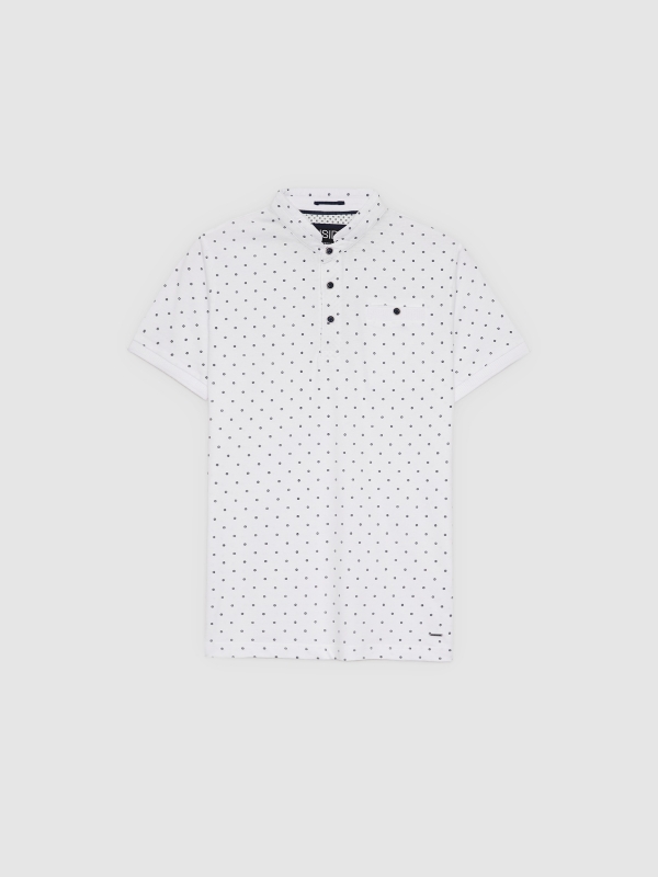  Polo gola mandarim bolso branco vista frontal