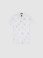 %Pto% Mao collar polo pocket white front view