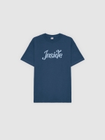 %Pto% Inside Short Sleeve T-Shirt petrol blue front view