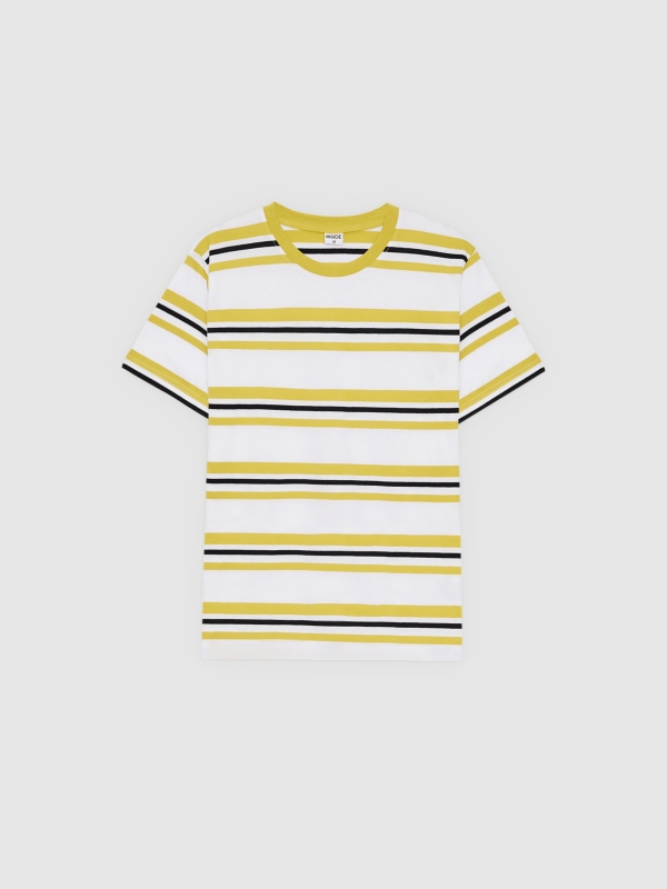  Striped round neck t-shirt white front view