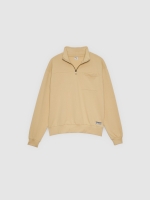 %Pto% Sudadera felpa cremallera oversize crudo vista frontal