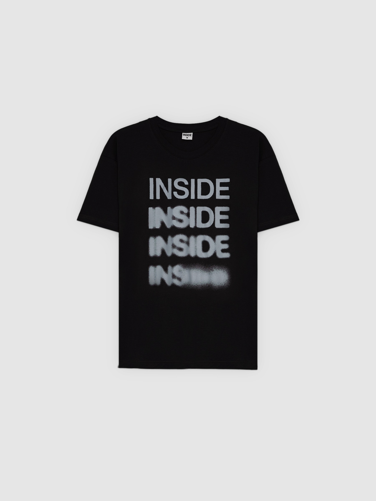 %Pto% Striped t-shirt with graphic Inside text black front view