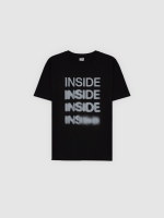 %Pto% Striped t-shirt with graphic Inside text black front view