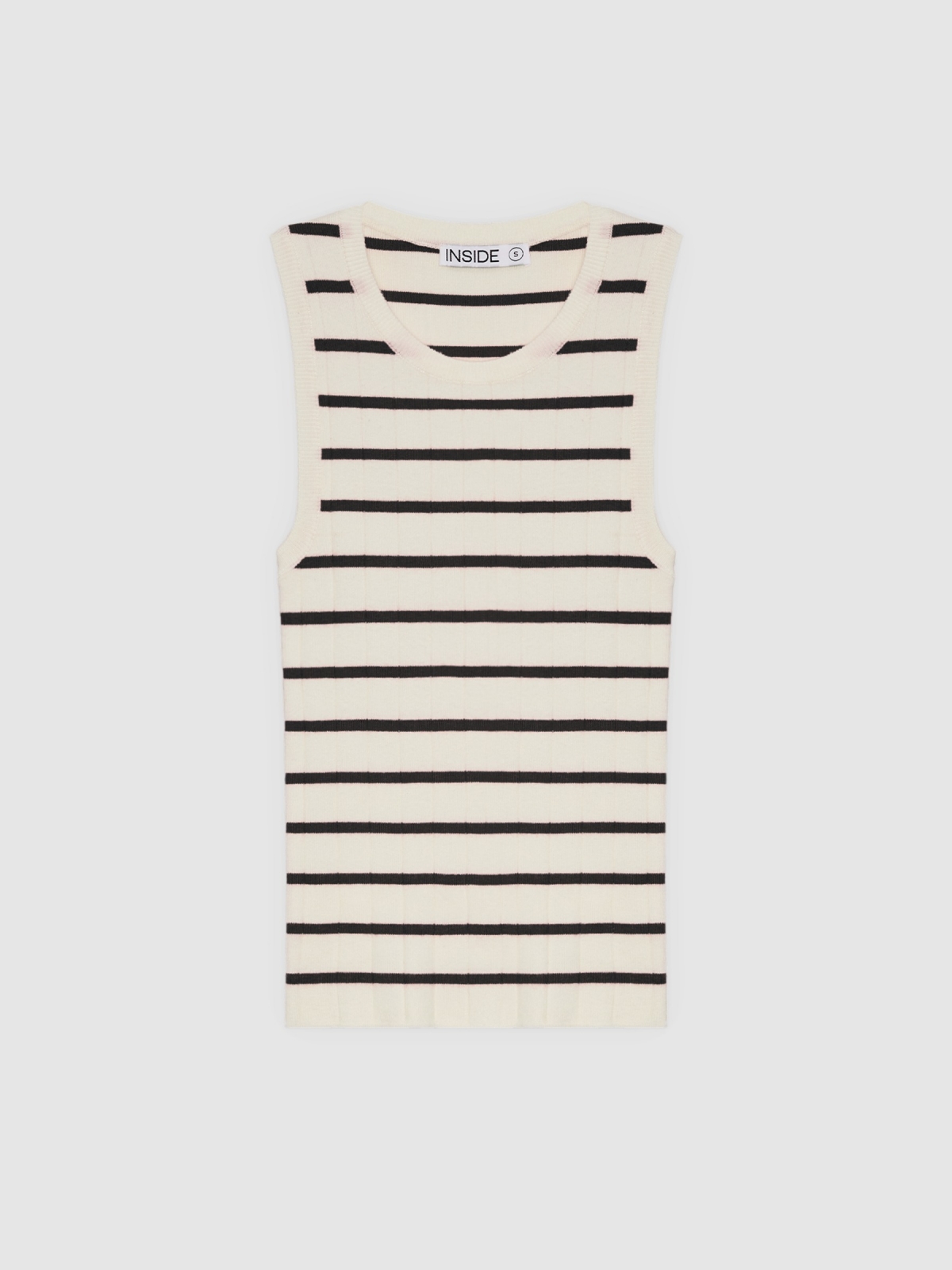%Pto% Sleeveless striped knit top navy front view