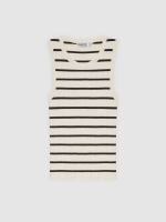 %Pto% Sleeveless striped knit top navy front view
