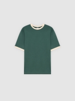 %Pto% Basic Round Neck T-Shirt dark green front view