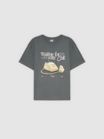 %Pto% Retro phone t-shirt grey front view