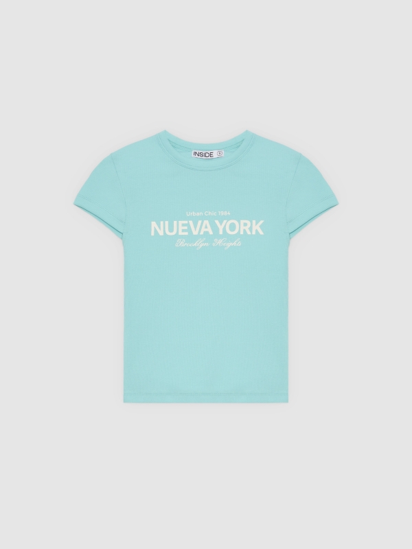  Camiseta rib Nueva York azul claro vista frontal