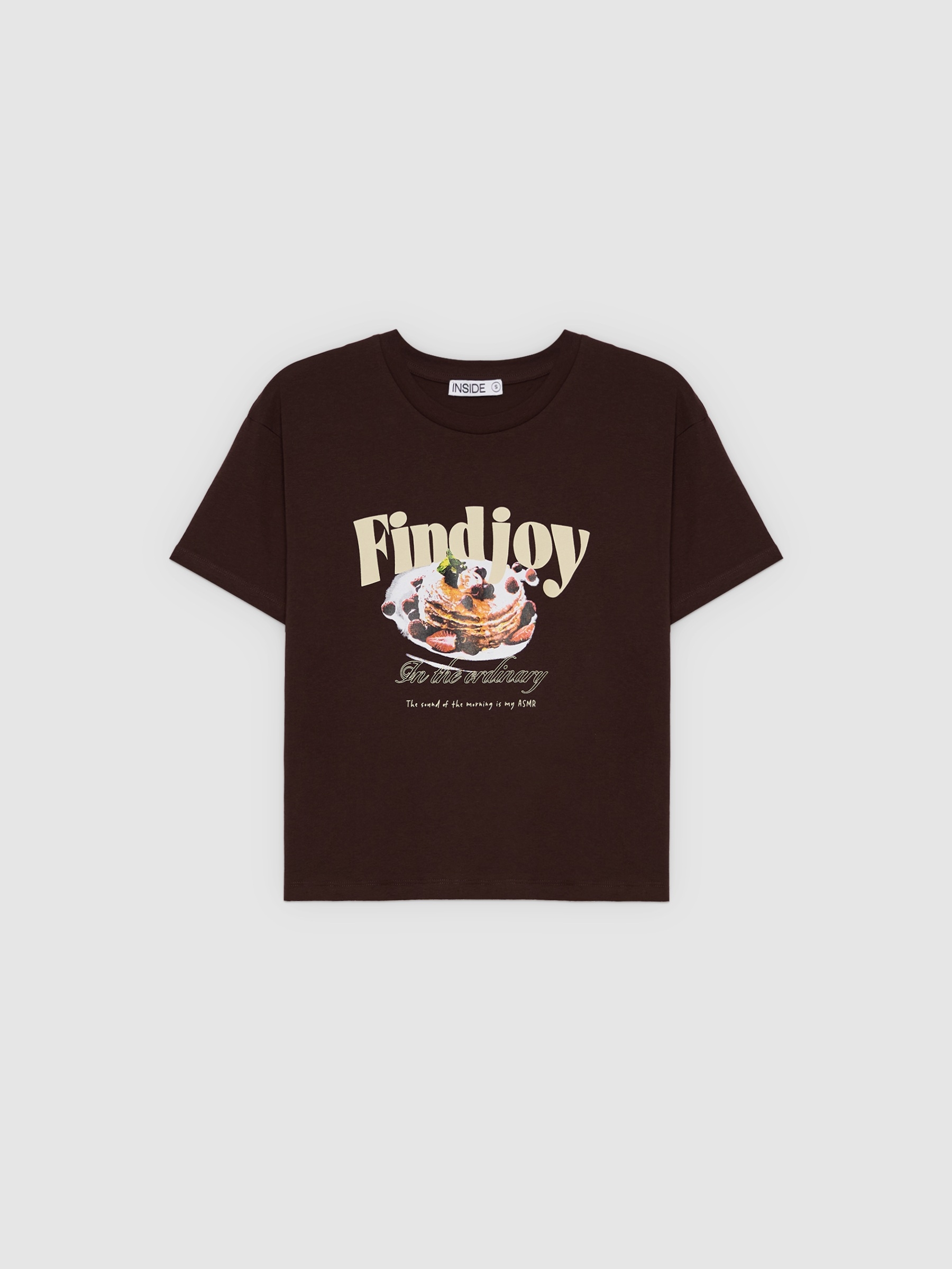  Camiseta oversized Findjoy chocolate vista frontal