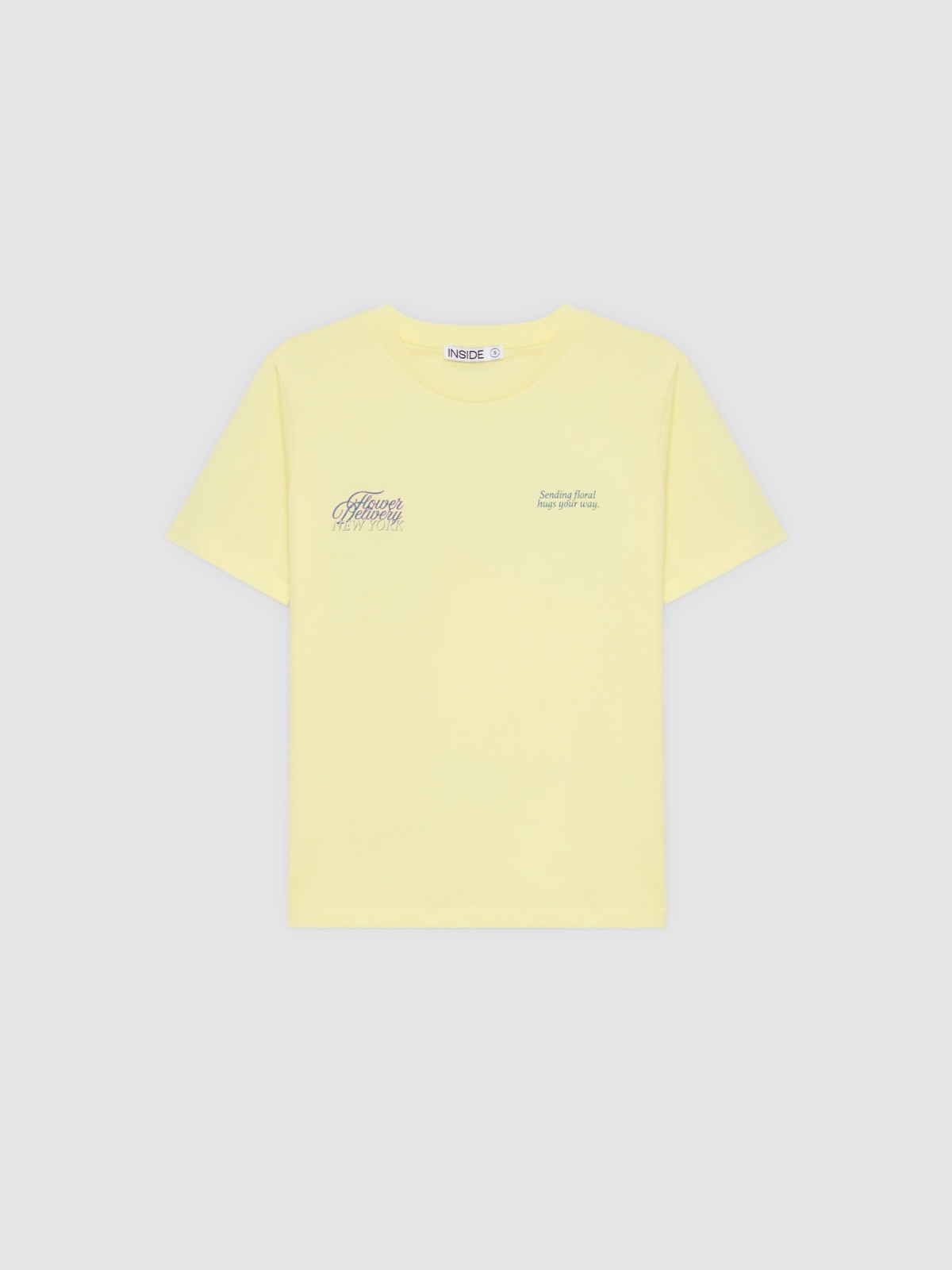 %Pto% Cotton Flower T-shirt pastel yellow front view