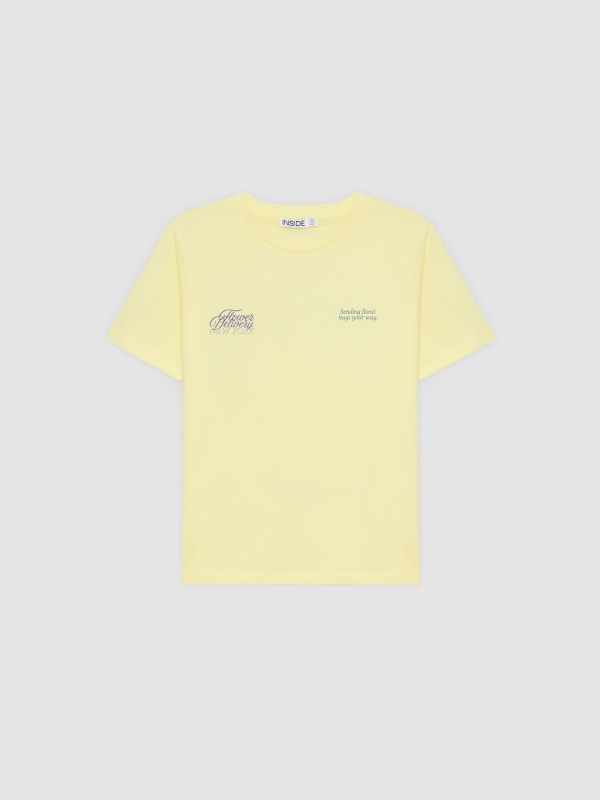  Cotton Flower T-shirt pastel yellow front view
