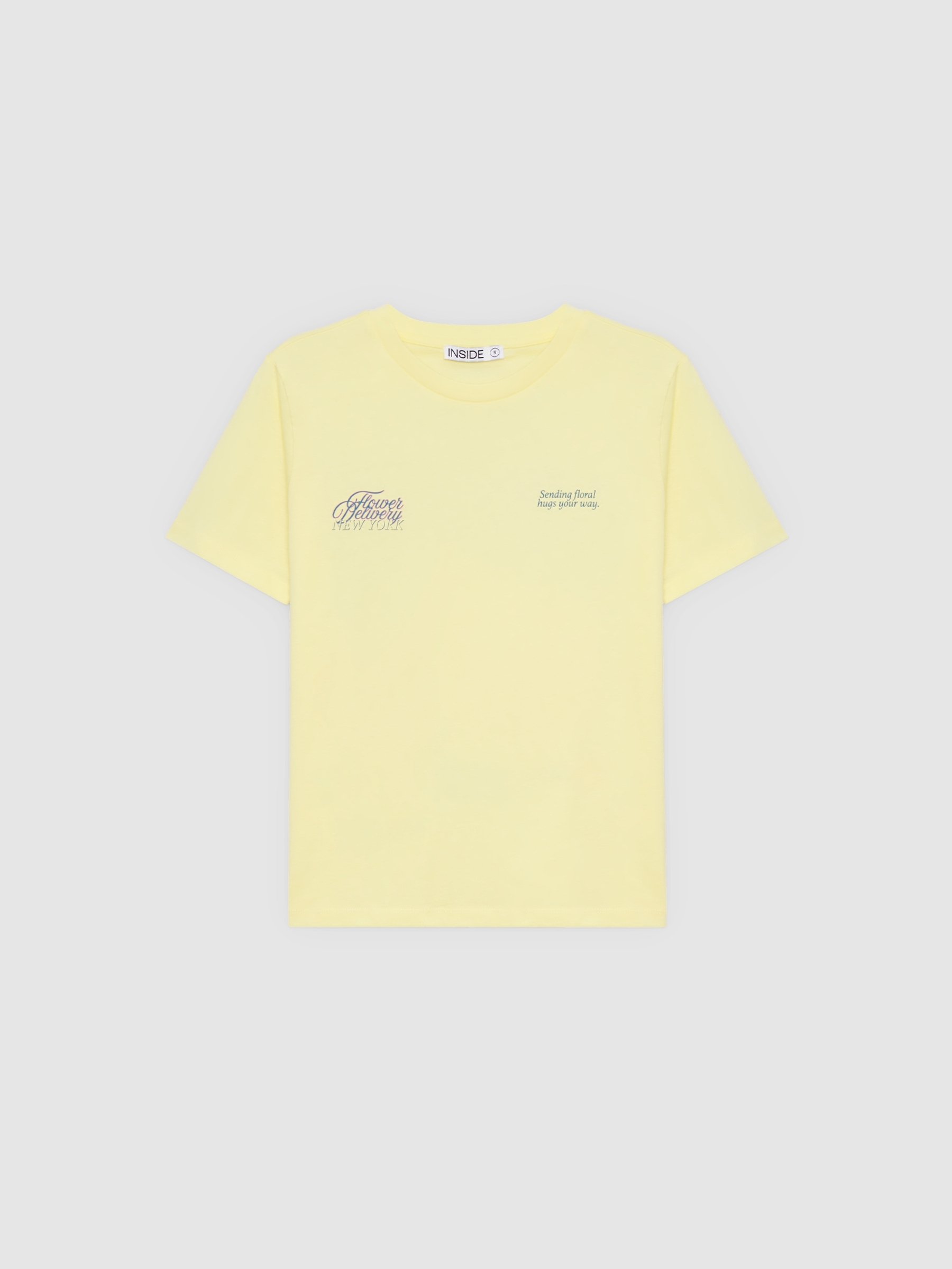  Camiseta algodón Flower amarillo pastel vista frontal