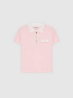 %Pto% Polo casual de algodón rosa claro vista frontal