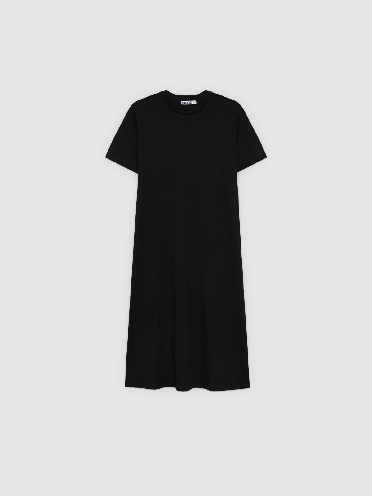 %Pto% Basic maxi dress round neck black front view