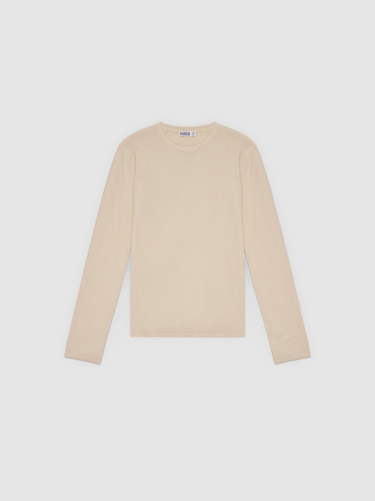 %Pto% Jersey básico de malha gola redonda crua vista frontal