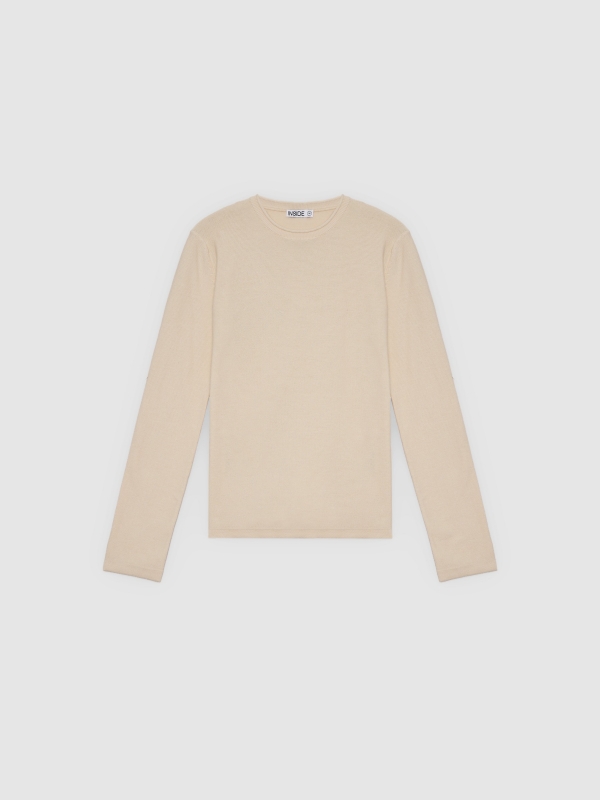  Basic knit jersey round neck raw front view