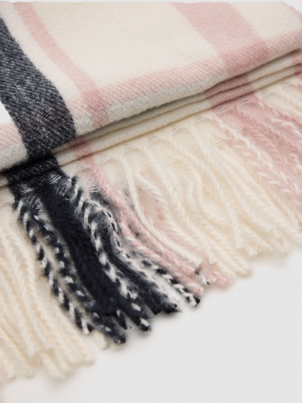 Scarf blanket with fringes ivory folded view