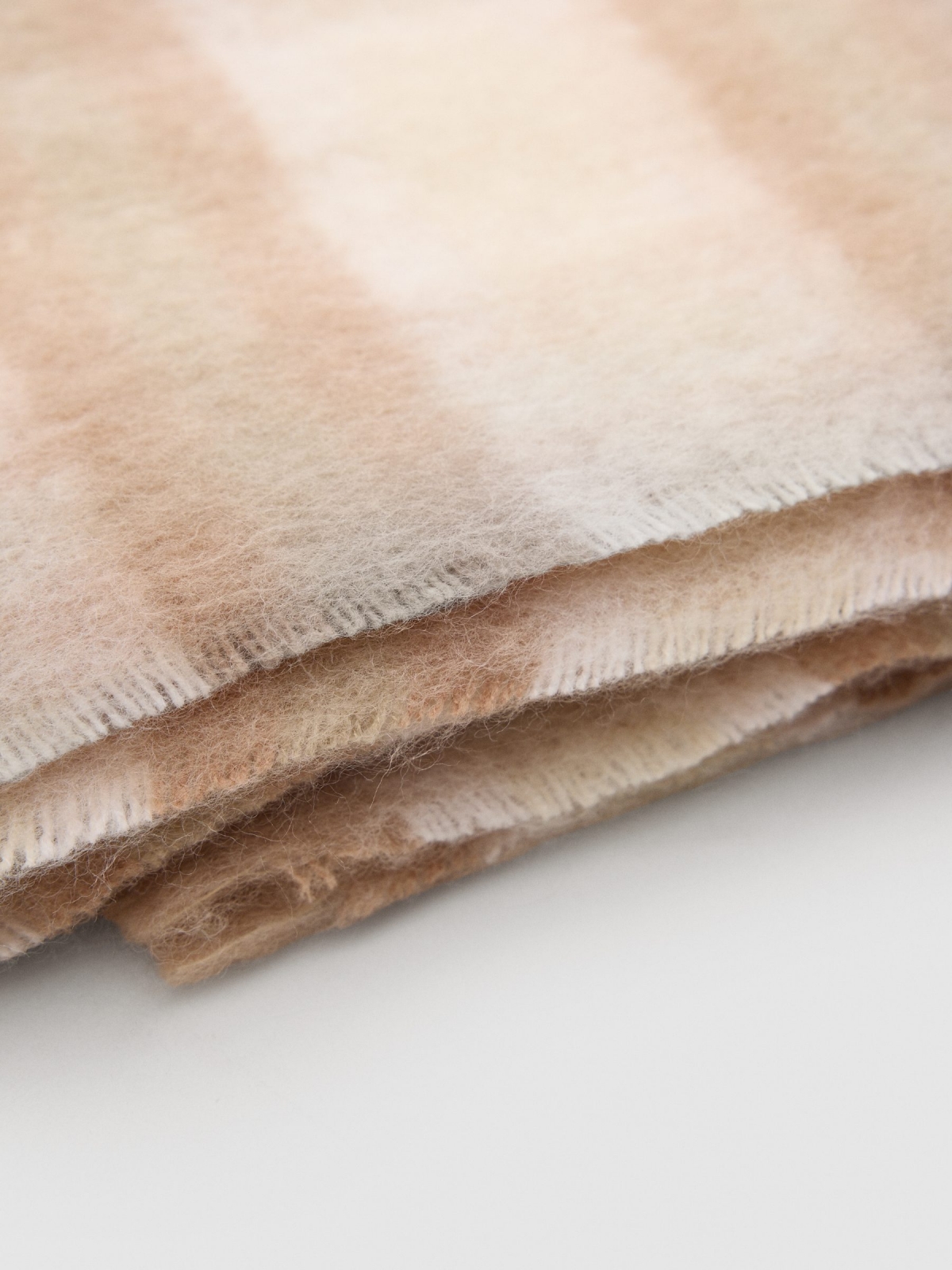 Classic checkered blanket scarf beige folded view