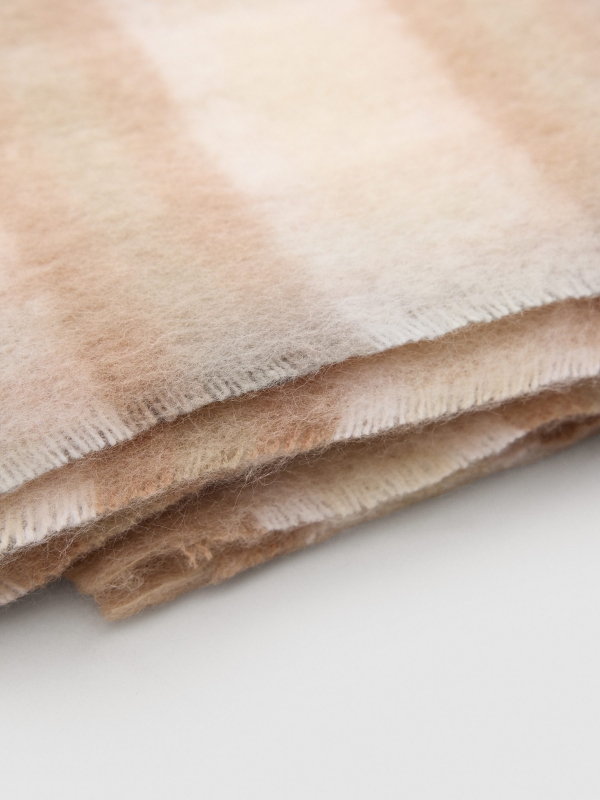 Classic checkered blanket scarf beige folded view