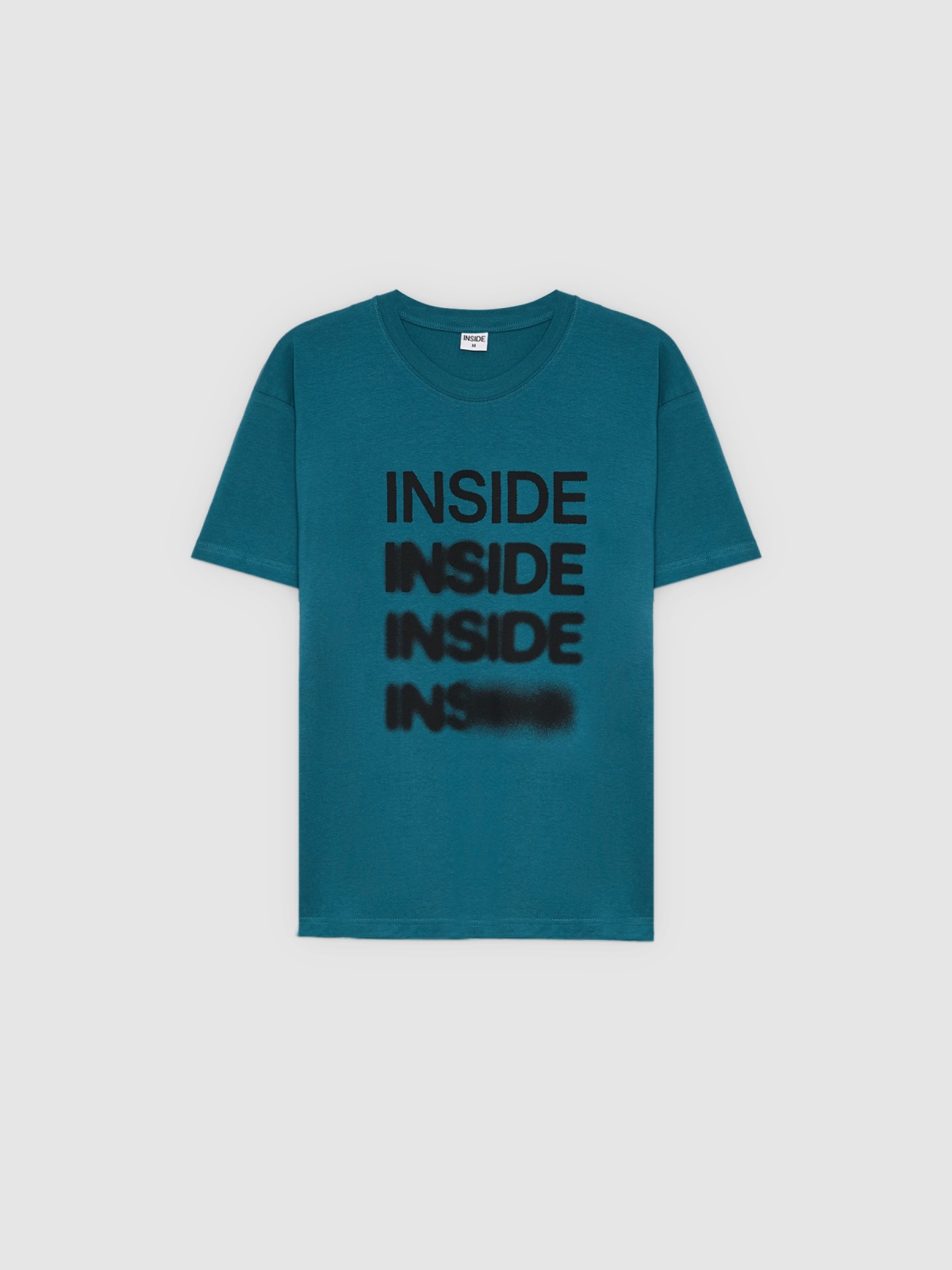 %Pto% Camiseta rayas con texto Inside gráfico verde vista frontal