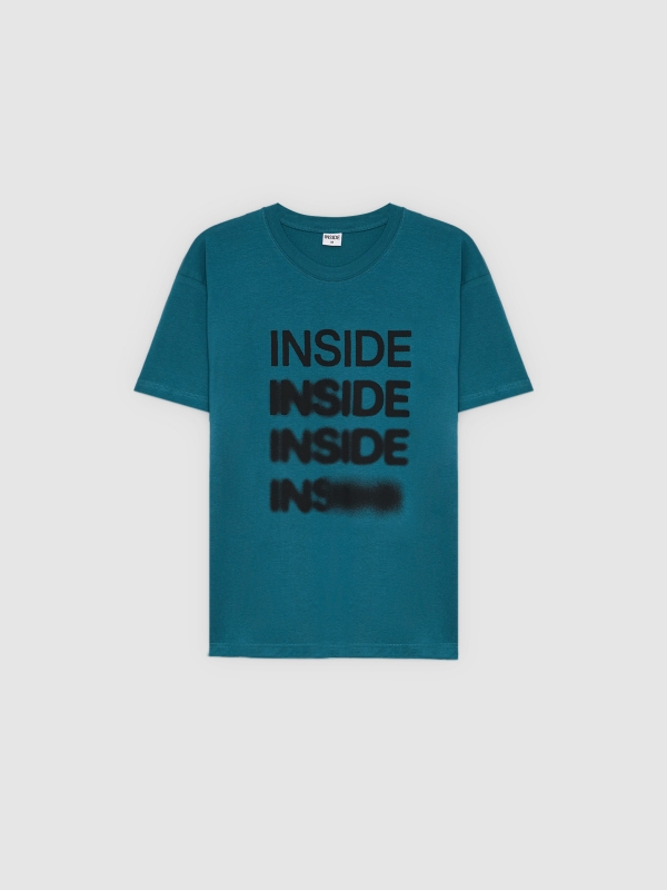  Camiseta rayas con texto Inside gráfico verde vista frontal