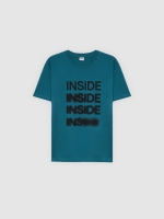 %Pto% Striped t-shirt with graphic Inside text green front view