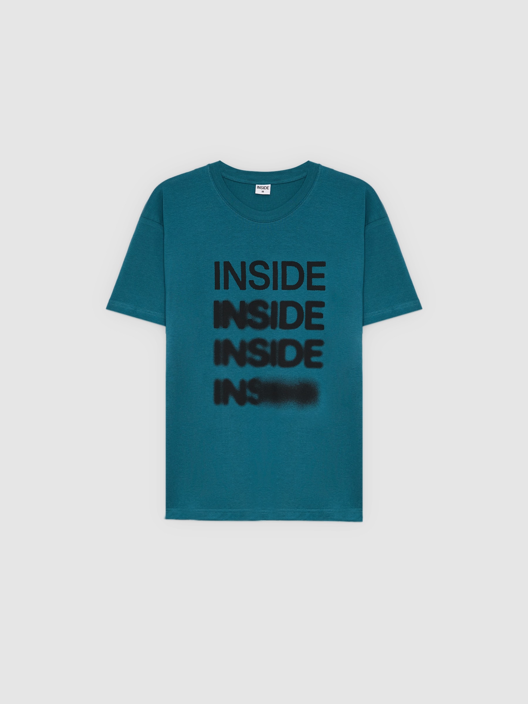 Camiseta rayas con texto Inside gráfico verde vista media frontal