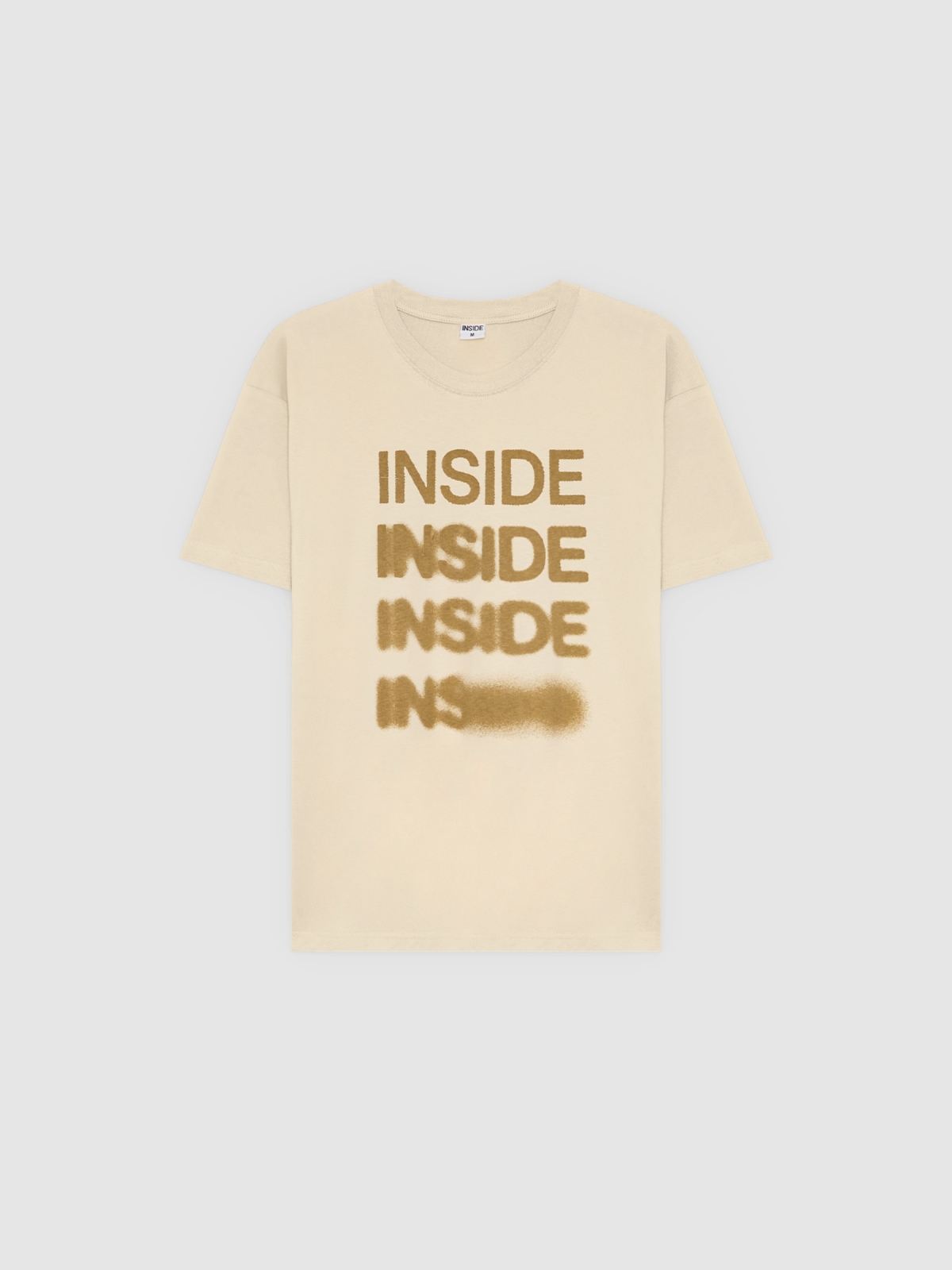 %Pto% Camiseta listrada com texto Inside gráfico off white vista frontal