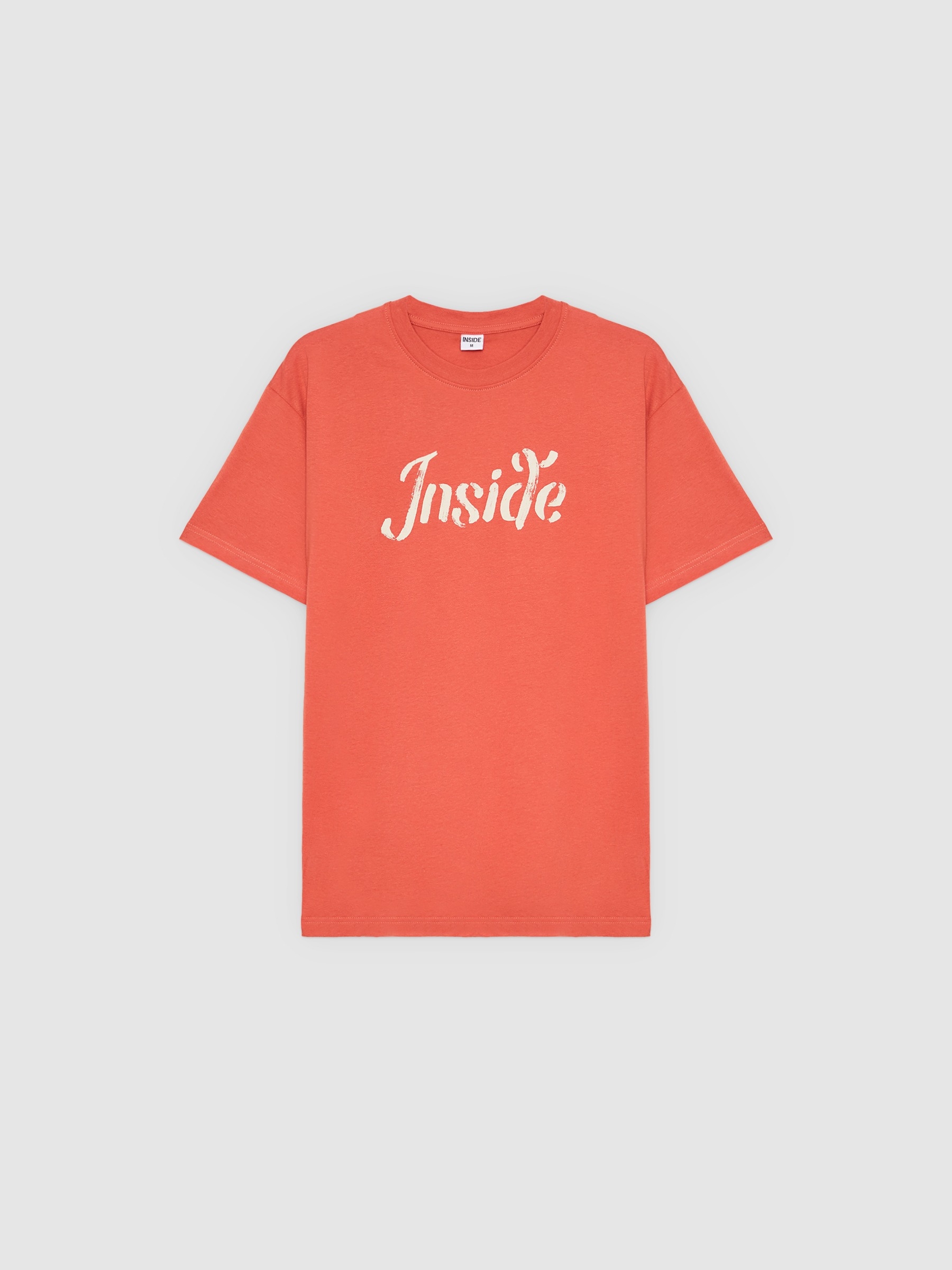 Inside Short Sleeve T-Shirt brick red middle front view