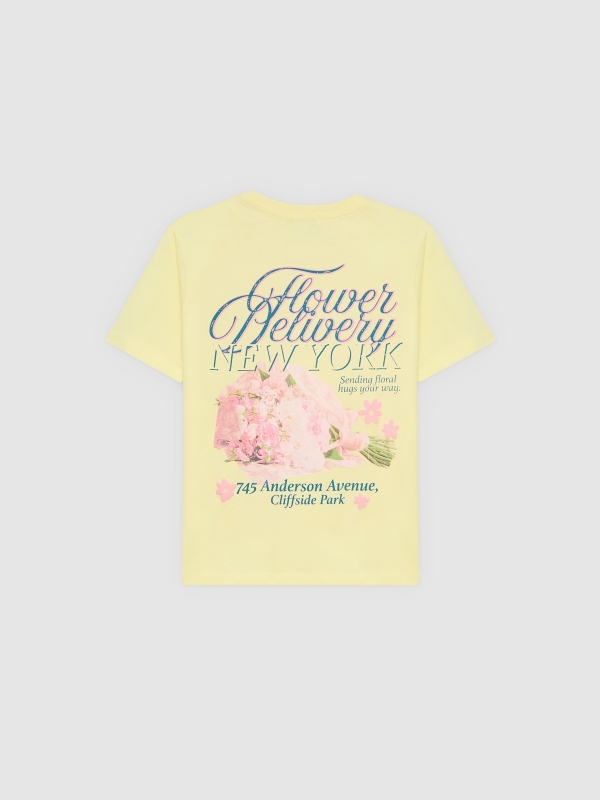 Camiseta algodão Flower amarelo pastel vista traseira