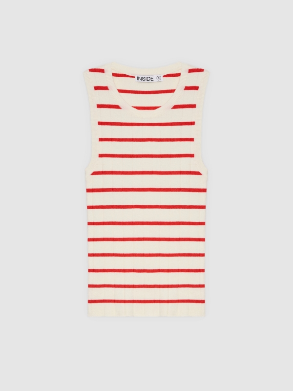  Top tricotosa rayas sin mangas coral vista frontal